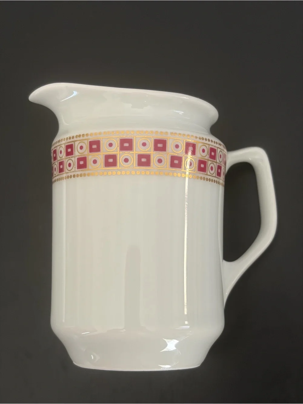 Vintage Bavarian Porcelain Creamer With Geometric Pattern Band